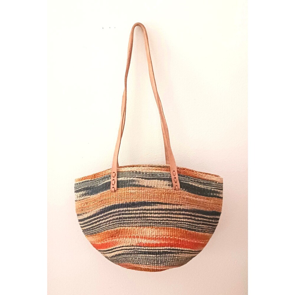 Kenya Bag Handcrafted Woven Sisal Tote Genuine Natural Leather Straps - Picture 5 of 5